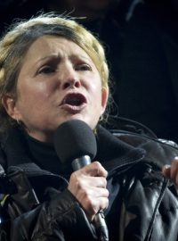 Julija Tymošenková na náměstí v Kyjevě