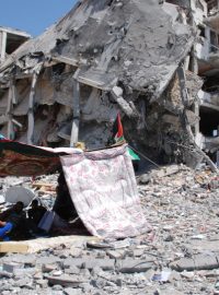 Trosky domů v Pásmu Gazy