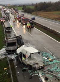 Hromadná nehoda na D2 u Brna ve směru na Bratislavu