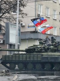 Tank proruských separatistů v ulicích Doněcku