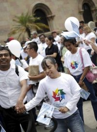 Pochod ke dni Downova syndromu ve středoamerické Guatemale