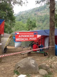 Základna českých záchranářů v nepálské vesnici Melamchi