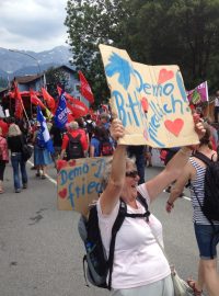 Odpůrci skupiny G7 v Garmisch-Partenkirchenu