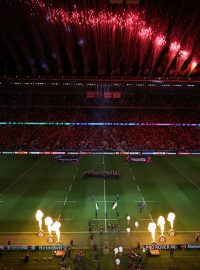 8. ragbyové mistrovství světa odstartovalo zápasem domácí Anglie s Fidži na stadionu Twickenham