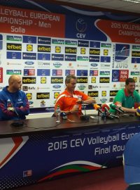 Česká volejbalová reprezentace před úvodním zápasem ME
