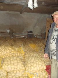 Loni měl zemědělec Milan Hájek bramborárnu úplně plnou, letos má úrody půlku