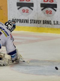 Brněnský brankář Marek Čiliak. I on byl po včerejším incidentu hodně rozezlen