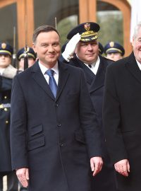 Prezidenti Miloš Zeman a Andrzej Duda na Pražském hradě
