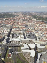 Vizualizace návrhu revitalizace a výstavby v okolí pražského Masarykova nádraží v Praze