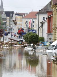 Následky povodně v bavorském městě Simbach am Inn