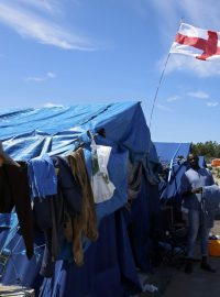 Uprchlický tábor, tzv. džungle, ve francouzském Calais