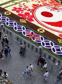 Bruselské Velké náměstí se proměnilo v květinový koberec