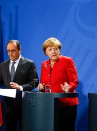 Kancléřka Angela Merkelová a francouzský prezident François Hollande mluvili o digitalizaci evropskému hospodářství