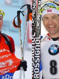 Biatlonový pár Darja Domračevová a Ole Einar Björndalen