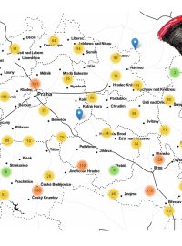 Mapa výskytu datla v České republice