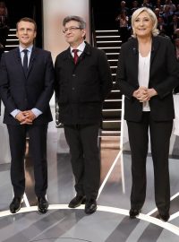 Francouzští prezidentští kandidáti: Francois Fillon, Emanuel Macron, Jean-Luc Mélenchon, Marine Le Penová a Benoit Hamon