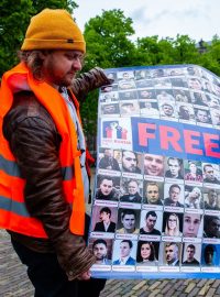 Demonstrace v Haagu za zastavení násilí na politických vězních v Bělorusku a Rusku