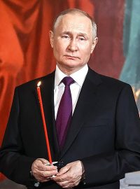 Vladimir Putin v dubnu 2023 při oslavě Velikonoc