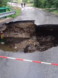 Následky povodně v Bedřichově na Olomoucku