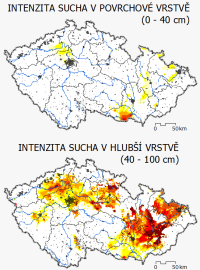 Intenzita sucha v půdním profilu 17. února