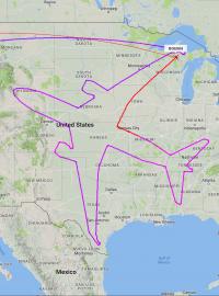 Boeing 787 zvolil opravdu netradiční dráhu letu