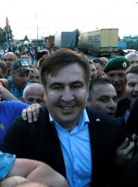 Gruzínský exprezident Michail Saakašvili na polsko-ukrajinské hranici
