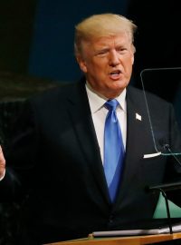 Donald Trump během proslovu v OSN