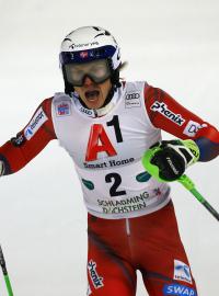 Naštvaný Henrik Kristoffersen v cíli Slalomu ve Schladmingu