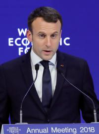 Francouzský prezident Emmanuel Macron na ekonomickém fóru v Davosu
