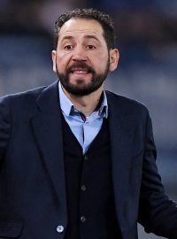 Pablo Machín během utkání Sevilly s Laziem Řím.