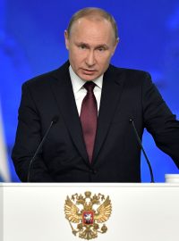 Ruský prezident Vladimir Putin při svém každoročním projevu o stavu země na společné schůzi obou komor parlamentu