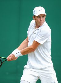 Martin Damm junior během zápasu juniorské soutěže Wimbledonu