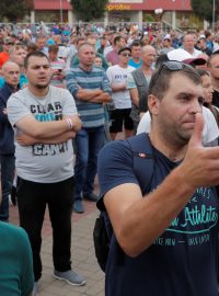 Protest dělníků v běloruském městě Saligorsk