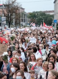 Pochod žen v běloruském Minsku.