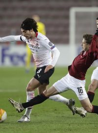 Utkání Evropské ligy mezi Spartou a AC Milán