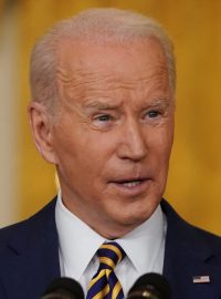 Americký prezident Joe Biden na tiskové konferenci v Bílém domě