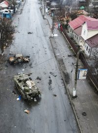 Město Borodjanka severozápadně od Kyjeva čelí v posledních dnech ruským útokům
