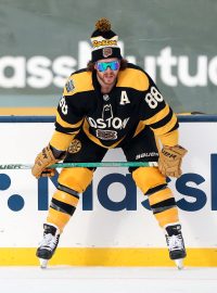 David Pastrňák při bostonském Winter Classic