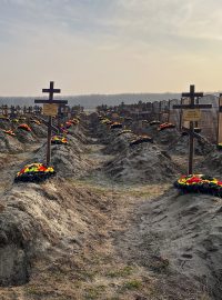 Zatím největší známý hřbitov wagnerovců se nachází poblíž vesnice Bakinskaja v Krasndoarské oblasti. 22. ledna 2023.