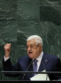 Palestinský prezident Mahmúd Abbás vystupuje na 78. zasedání Valného shromáždění OSN v New Yorku