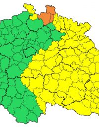 Mapa Českého hydrometeorologického ústavu s výrahou o silném větru k 12.30.