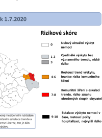 mapa rizika nákazy COVID-19 z 1. 7. 2020