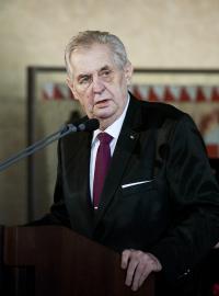 Miloš Zeman pronáší inaugurační projev ve Vladislavském sále