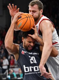 Utkání basketbalové Ligy mistrů mezi Bambergem a Nymburkem