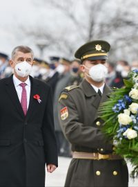 Premiér Andrej Babiš (ANO) na pražském Vítkově poděkoval válečným veteránům.