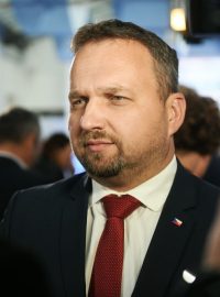 Předseda KDU-ČSL a ministr práce a sociálních věcí Marian Jurečka ve volebním štábu stany