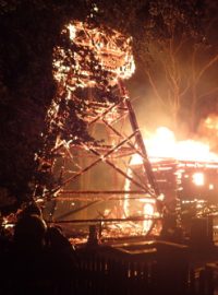 Požár dřevěného kostela v Třinci