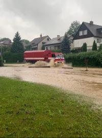 Velká voda v Lupenicích na Rychnovsku.