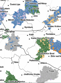 Okrsková mapa výsledků druhého kola senátních voleb