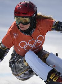 Ester Ledecká na tréninku na olympijských hrách v Pchjongčchangu.